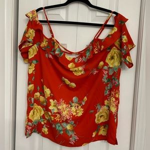skies are blue.  Red off shoulder top size large